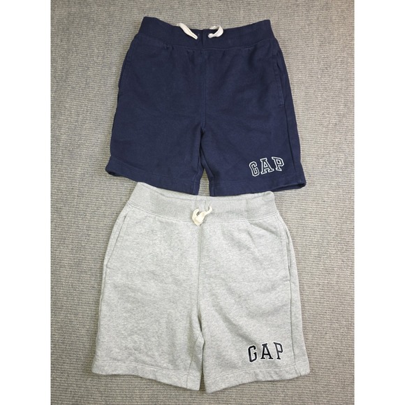 GAP Other - Gap Kids Relaxed Fleece Medium Logo Pull-On Drawstring Shorts Blue Gray Lot Of 2